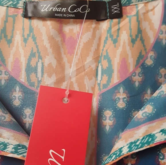 Turqouise Pink Boho Tribal Kaftan XXL NWT - Picture 8 of 10